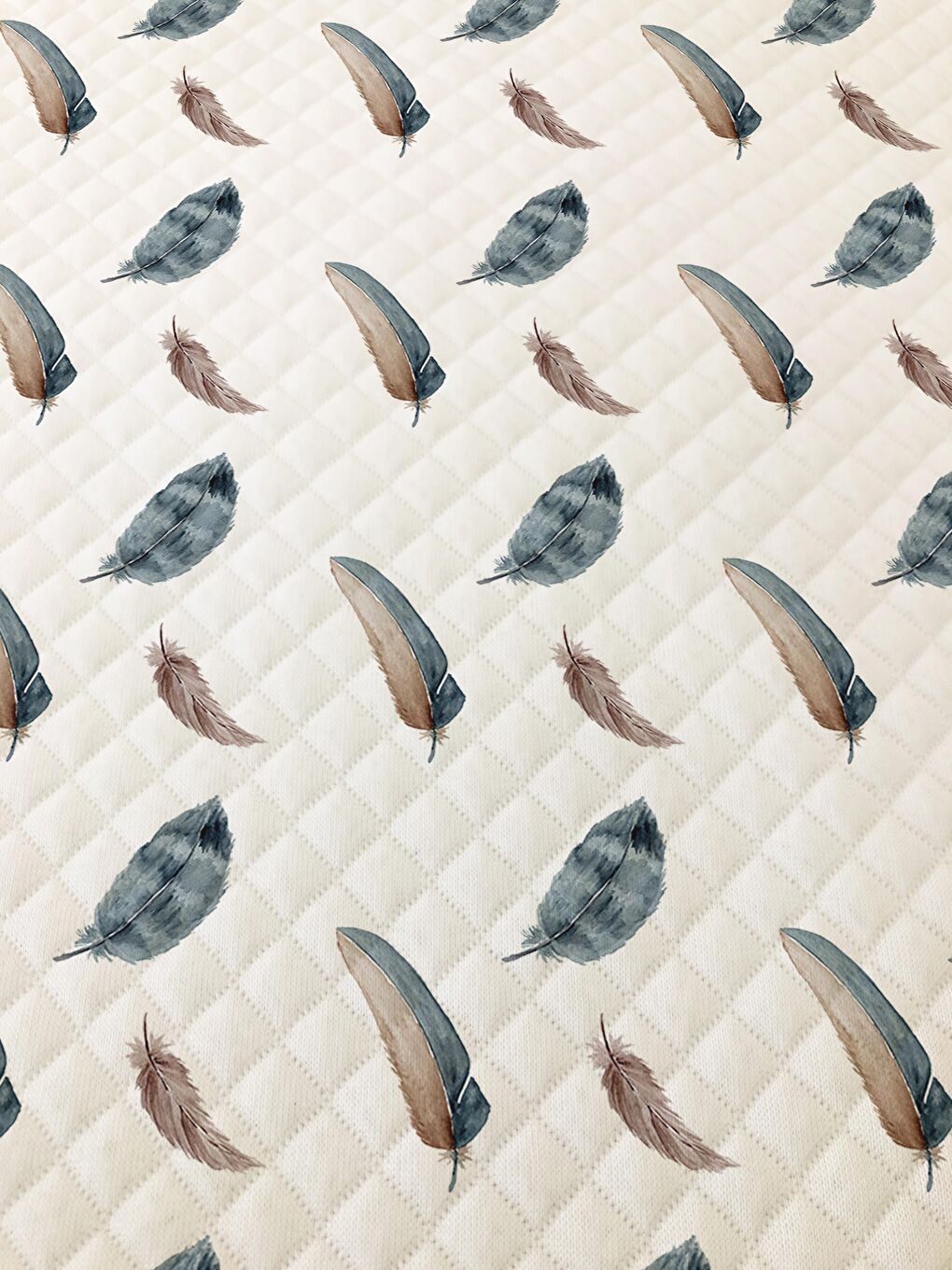 Karışık Yaprak Desen Çift Kişilik Baskılı Pike (200x220 Cm) Beyaz-1