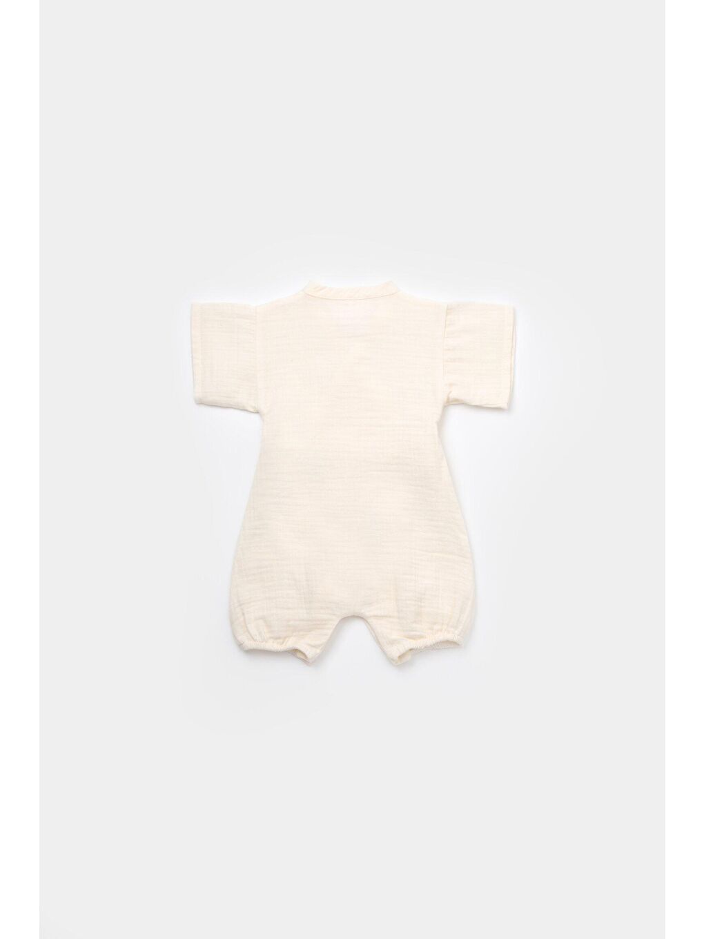 Ekru Müslin Kruvaze Kısa Kollu Tulum-3