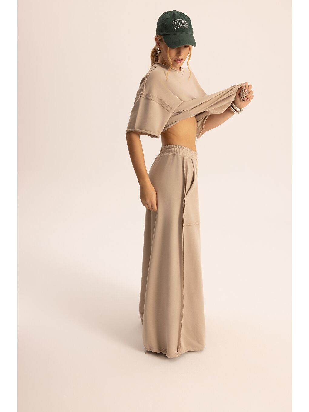 Beyaz Flex Kemik Oversize T-Shirt Eşofman Takım-2