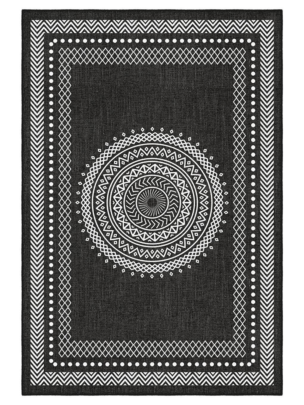 Siyah Modern Dekoratif Yıkanabilir Kaymaz Taban Halı – İnce, Yumuşak Salon Halısı, Mutfak Halısı ve Yolluk