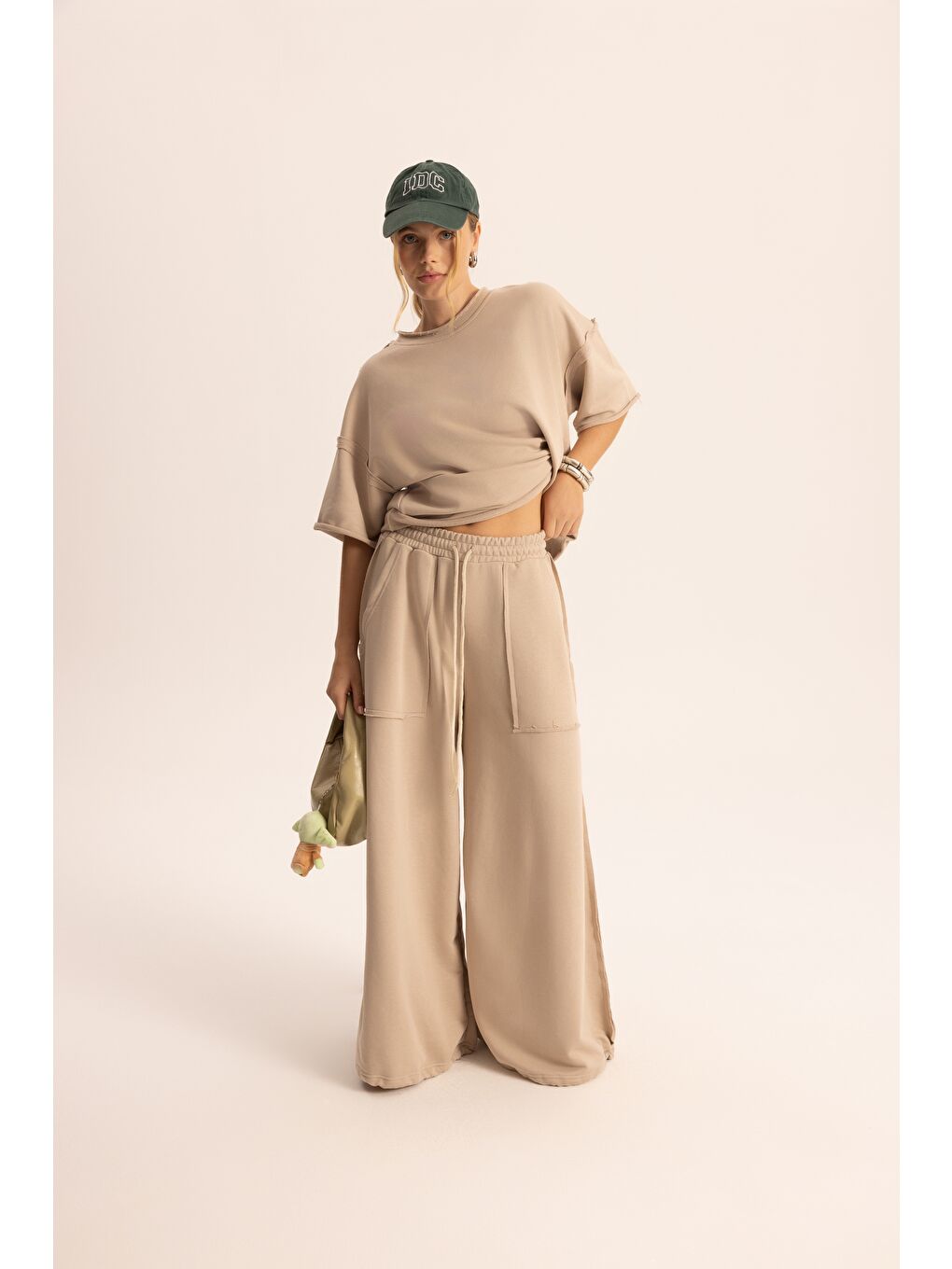 Beyaz Flex Kemik Oversize T-Shirt Eşofman Takım-3