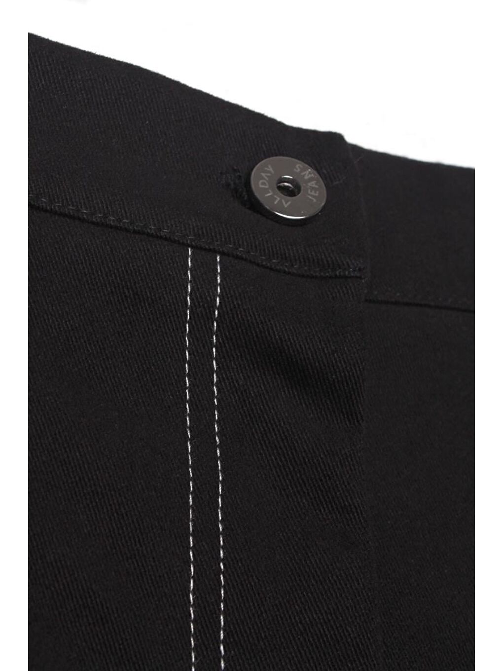 Siyah-Garni Dikişli Geniş Paça Pantolon-6