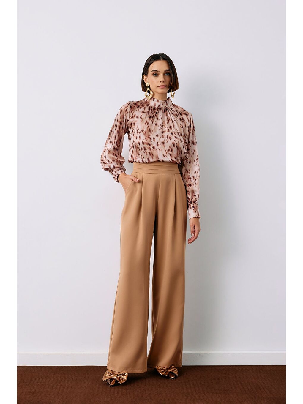 Kahverengi Bel Detaylı Cepli Pantolon - Camel