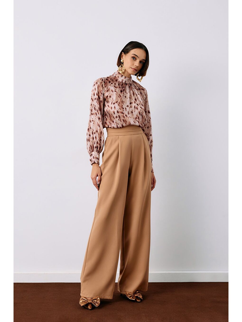 Kahverengi Bel Detaylı Cepli Pantolon - Camel-1