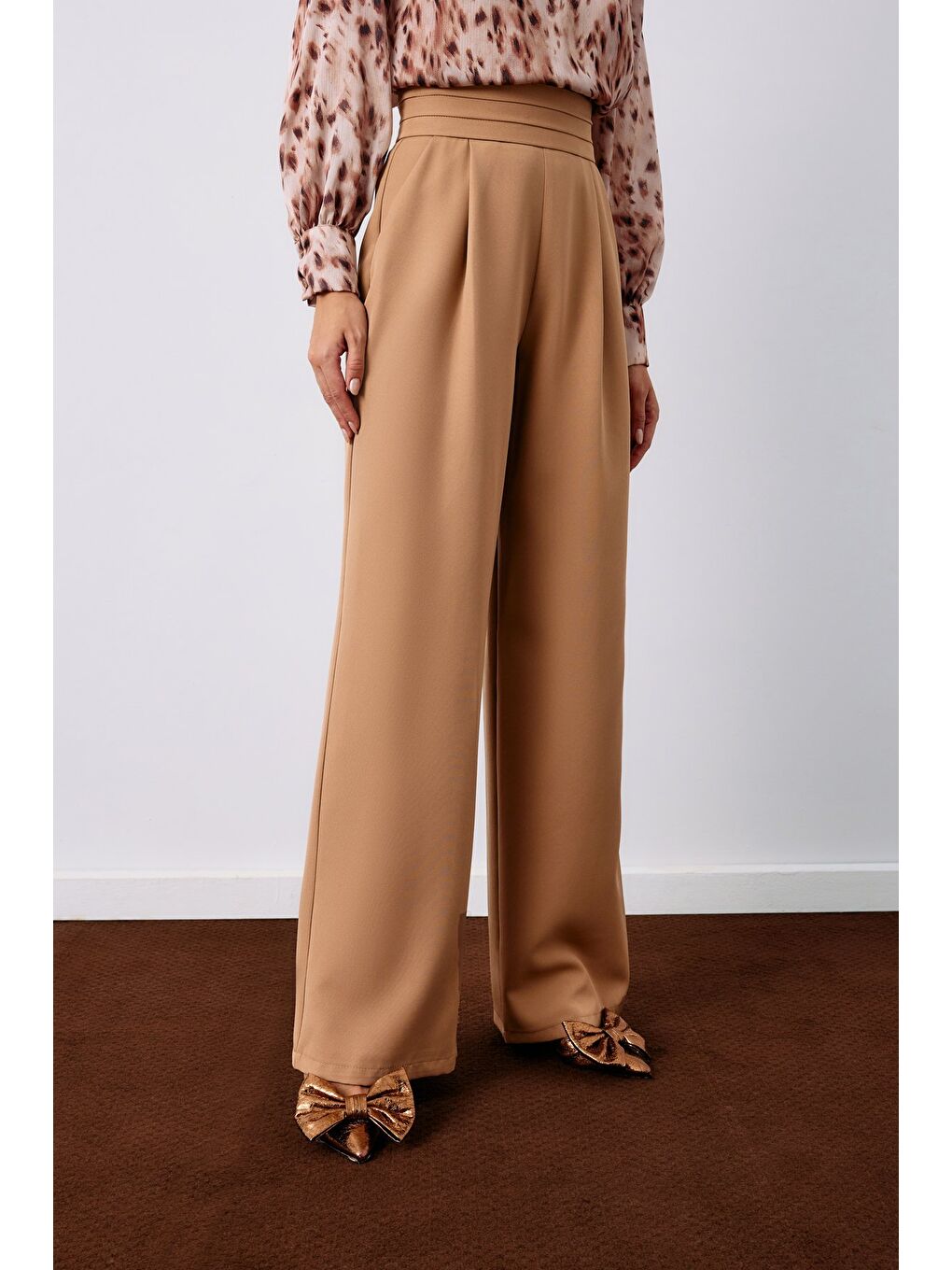 Kahverengi Bel Detaylı Cepli Pantolon - Camel-3