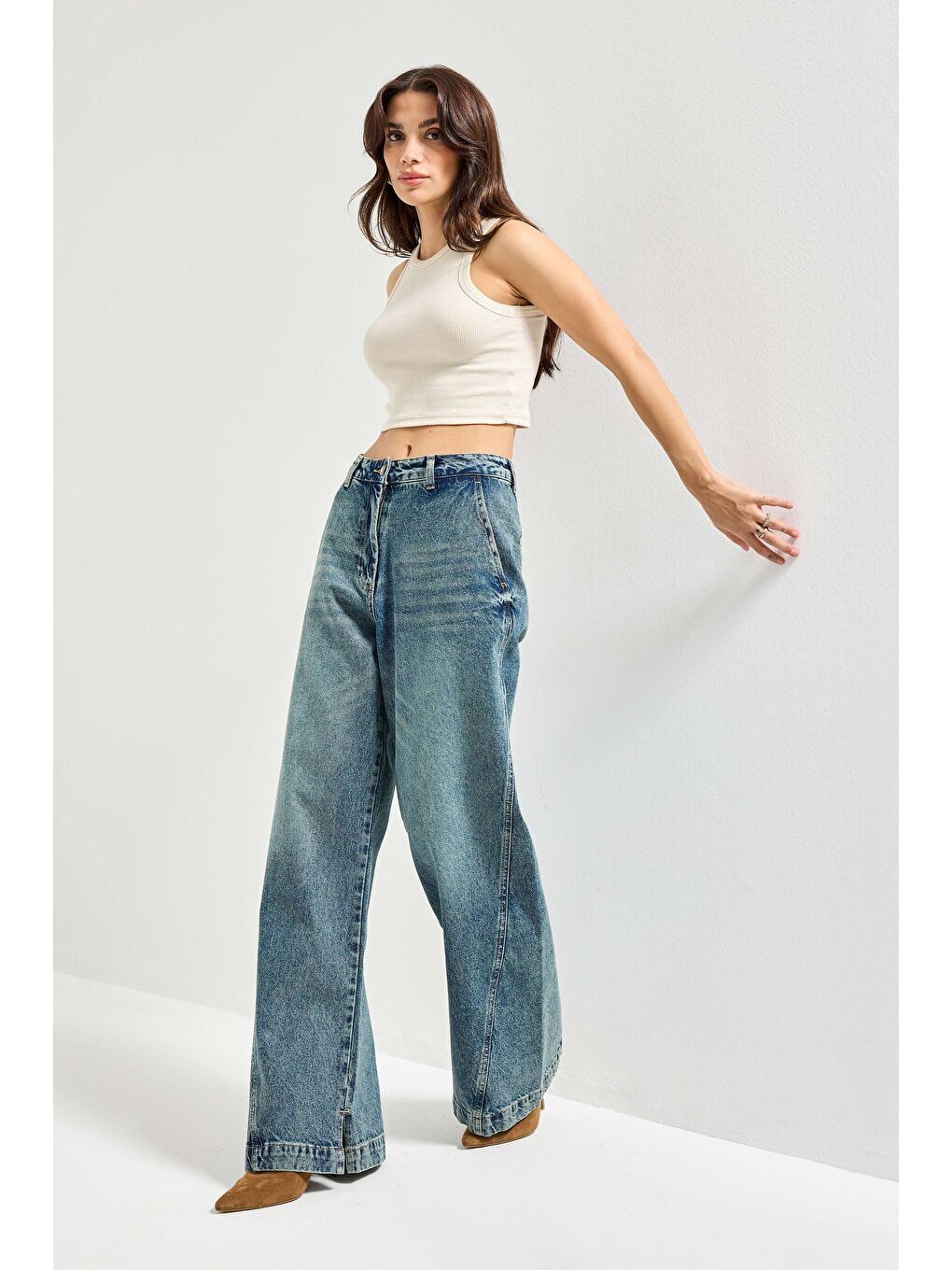 Mavi Kadın Jean Rengi 4w5-31 Barrel Fit Bol Kesim  83cm %100 Pamuk Denim Jean - S000410614-17234-1