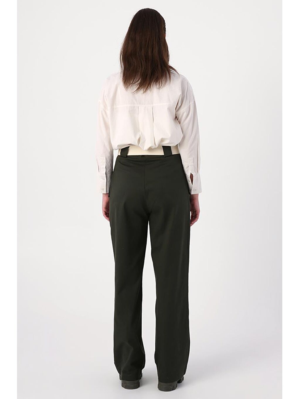 Haki-Palaska Kemerli Cepli Bol Paça Pantolon-2