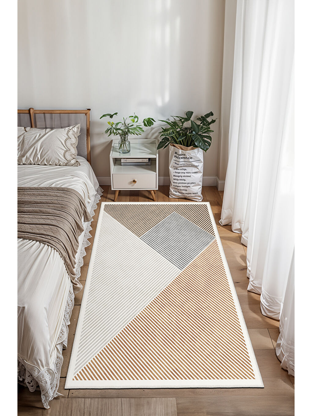 Gri Modern Dekoratif Yıkanabilir Kaymaz Taban Halı – İnce, Yumuşak Salon Halısı, Mutfak Halısı ve Yolluk-1