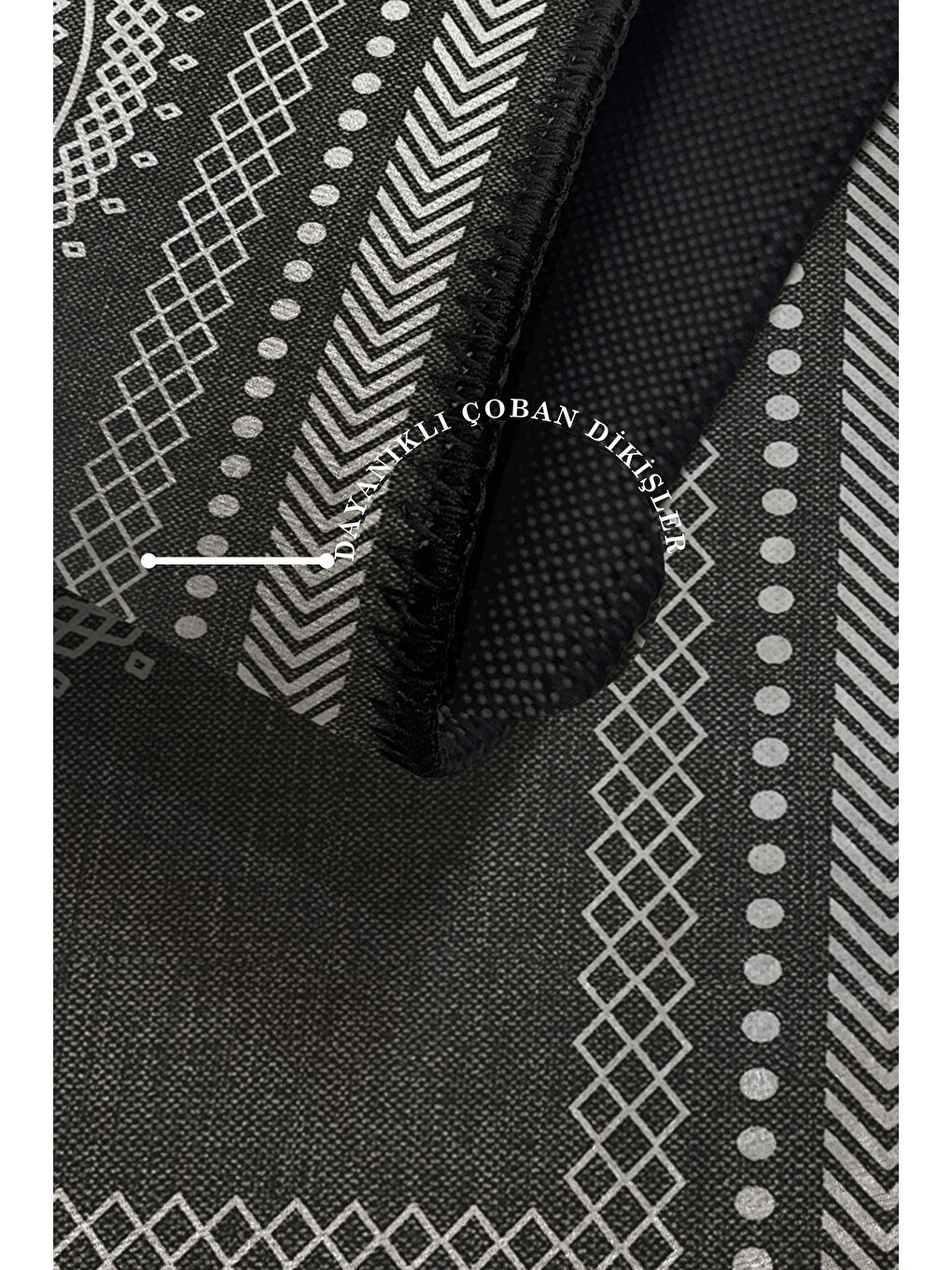 Siyah Modern Dekoratif Yıkanabilir Kaymaz Taban Halı – İnce, Yumuşak Salon Halısı, Mutfak Halısı ve Yolluk-3