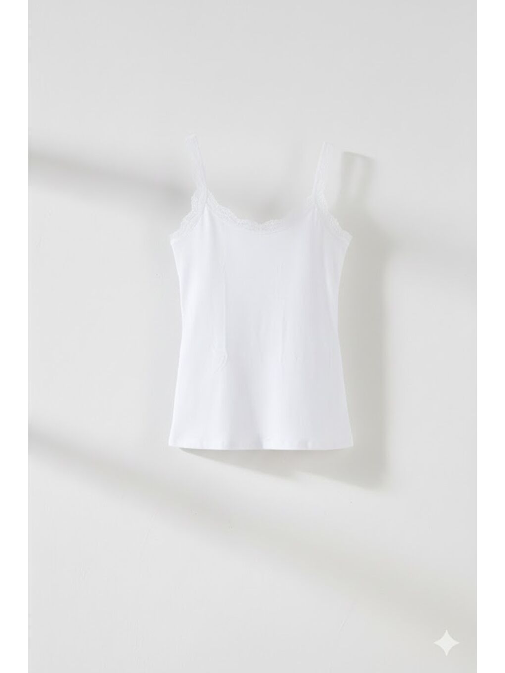 C11411 Kadın Modal Pamuk Dantelli Atlet Beyaz