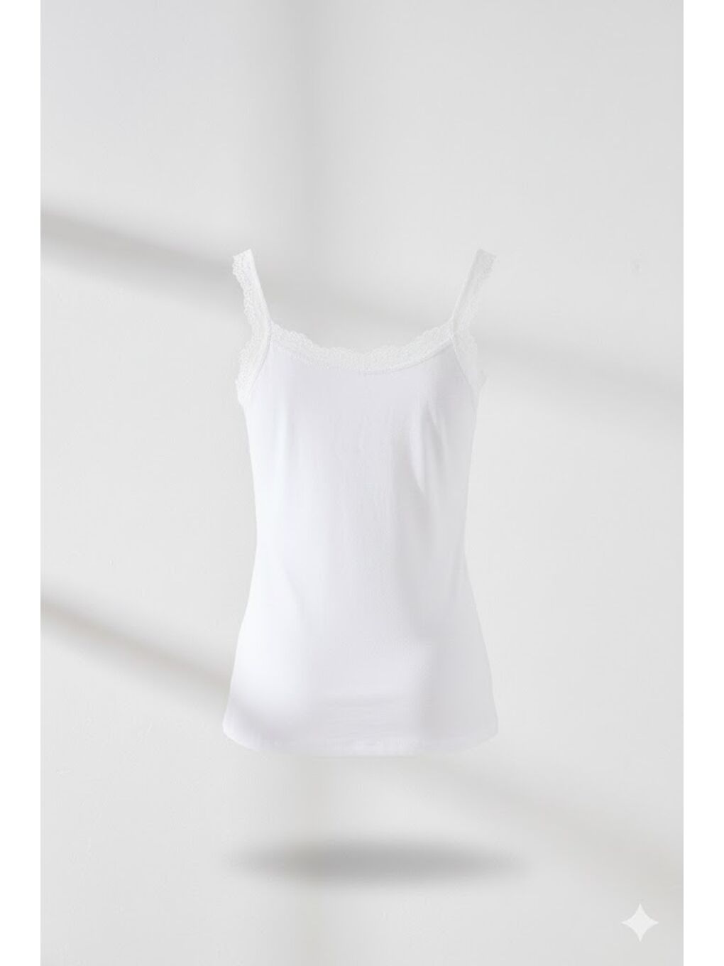 C11411 Kadın Modal Pamuk Dantelli Atlet Beyaz-1