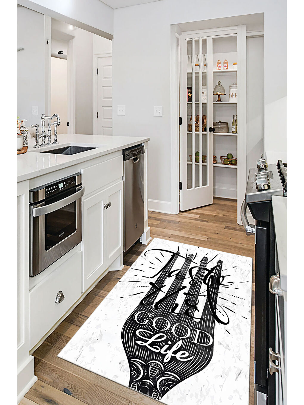 Beyaz Dekoratif Özel Tasarım Yıkanabilir İnce Kaymaz Tabanlı Modern Halı KECE FR42-1