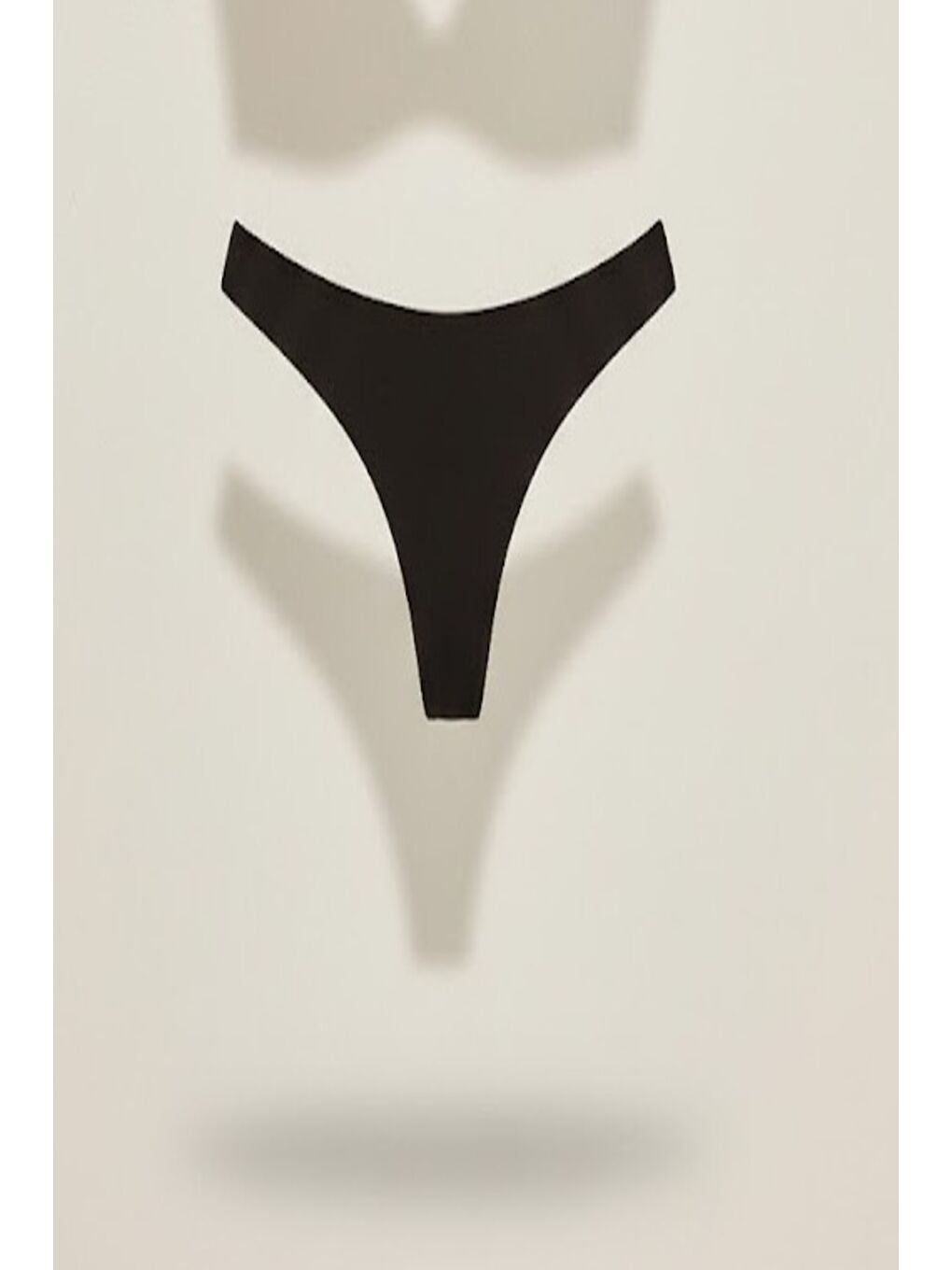 C12802 Kadın Yapıştırma Lazer Kesim String Külot Siyah-1