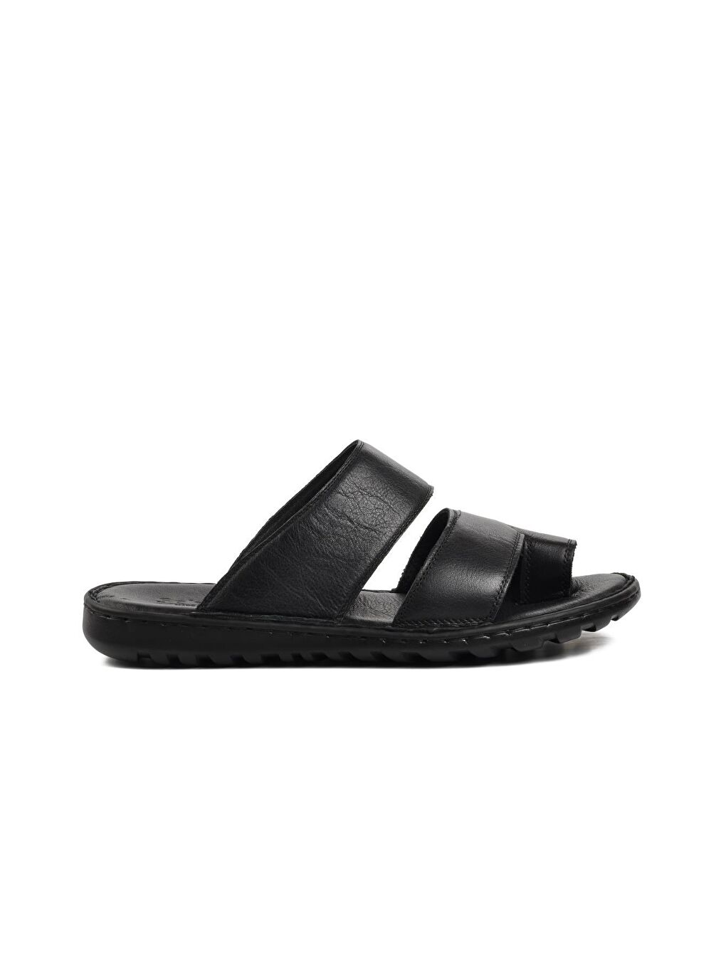 Sekurlet 5274 Büyük Numara Hakiki Deri Siyah Erkek Terlik