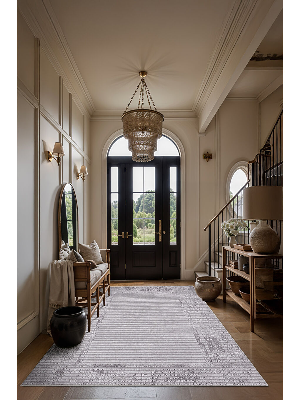 Gri Dekoratif Özel Tasarım Yıkanabilir Modern Halı 180 x 280 cm-1