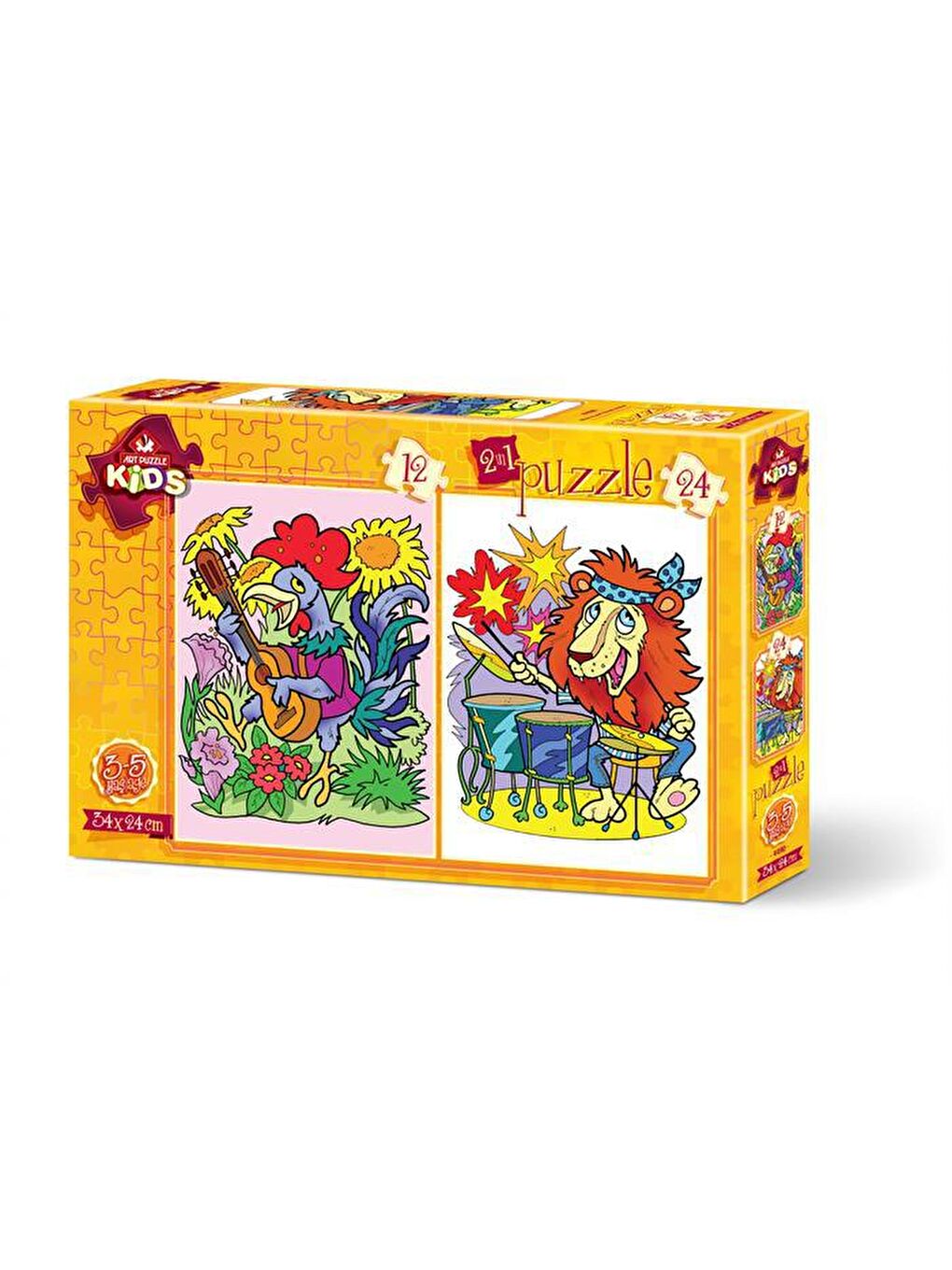 Art Puzzle Karışık 12+24 Parça Puzzle Müzisyen Hayvanlar