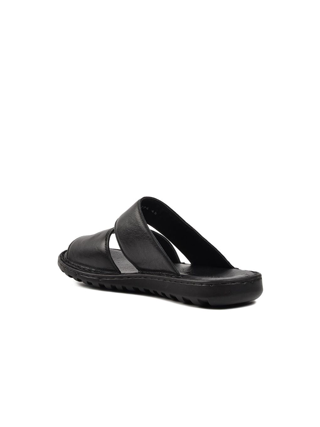 Sekurlet 5274 Büyük Numara Hakiki Deri Siyah Erkek Terlik-3