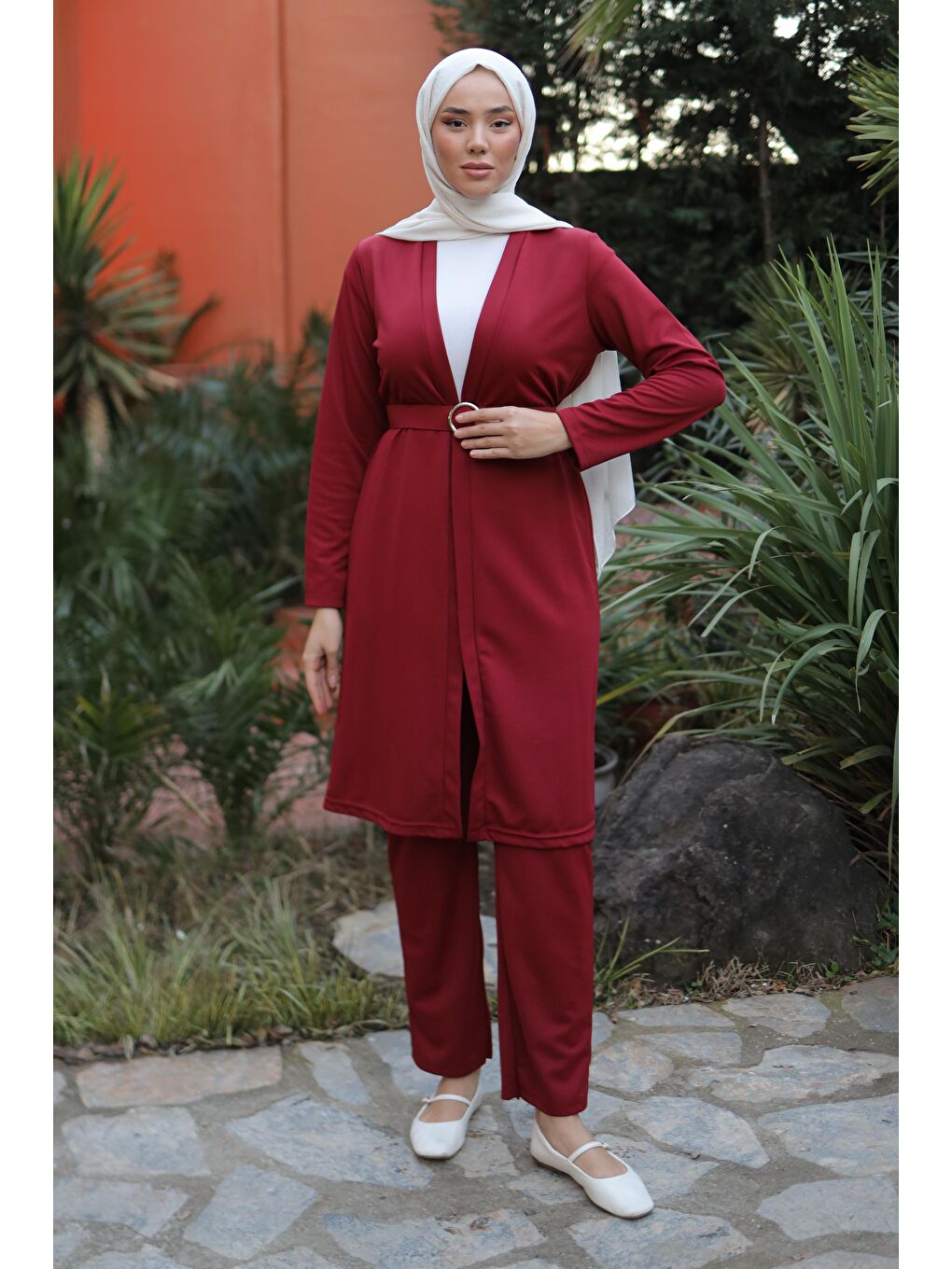 Hırka Pantolon İkili Takım Bordo - 13197