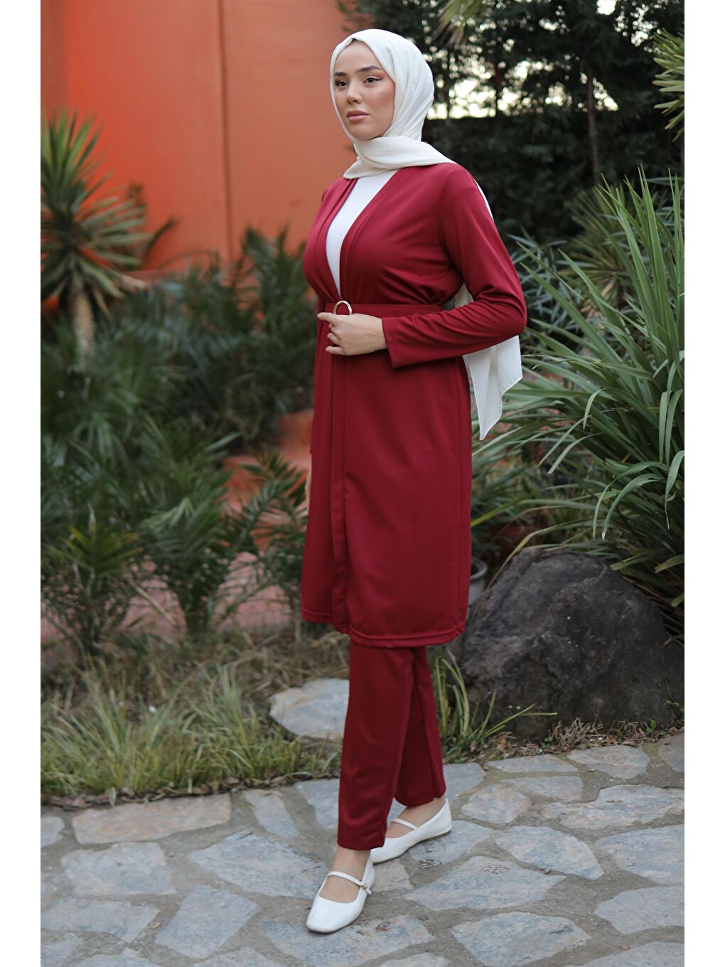 Hırka Pantolon İkili Takım Bordo - 13197-2