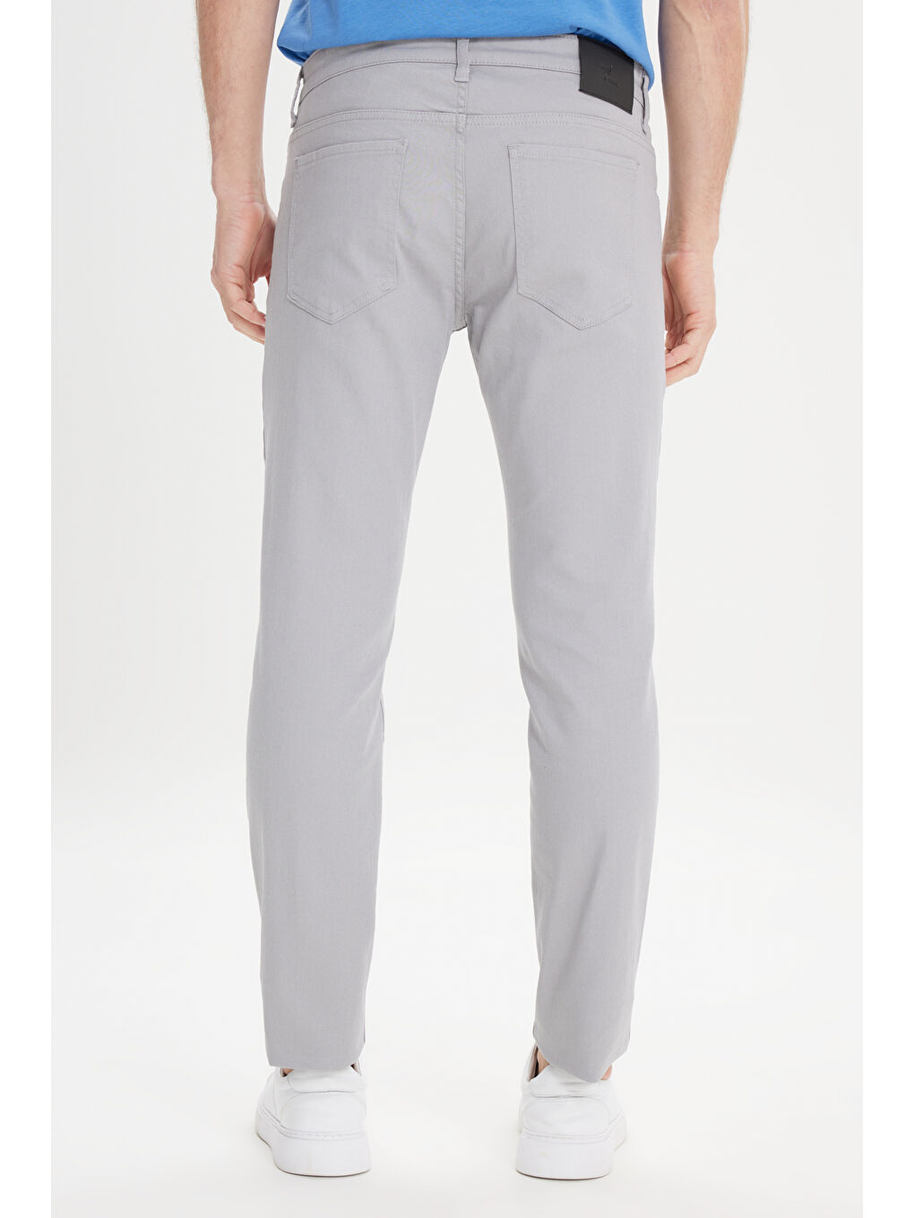 Erkek Gri 360 Derece Her Yöne Esneyen Slim Fit Dar Kesim Diyagonal Desenli Pantolon-8