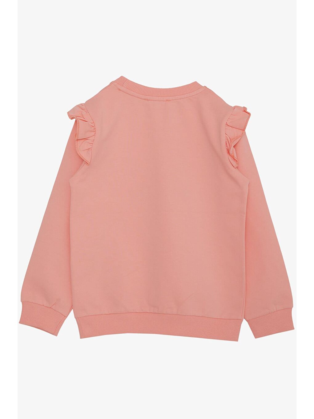 Pembe Kız Çocuk Sweatshirt Pullu Simli Yazı Baskılı Somon (3-6 Yaş)-1
