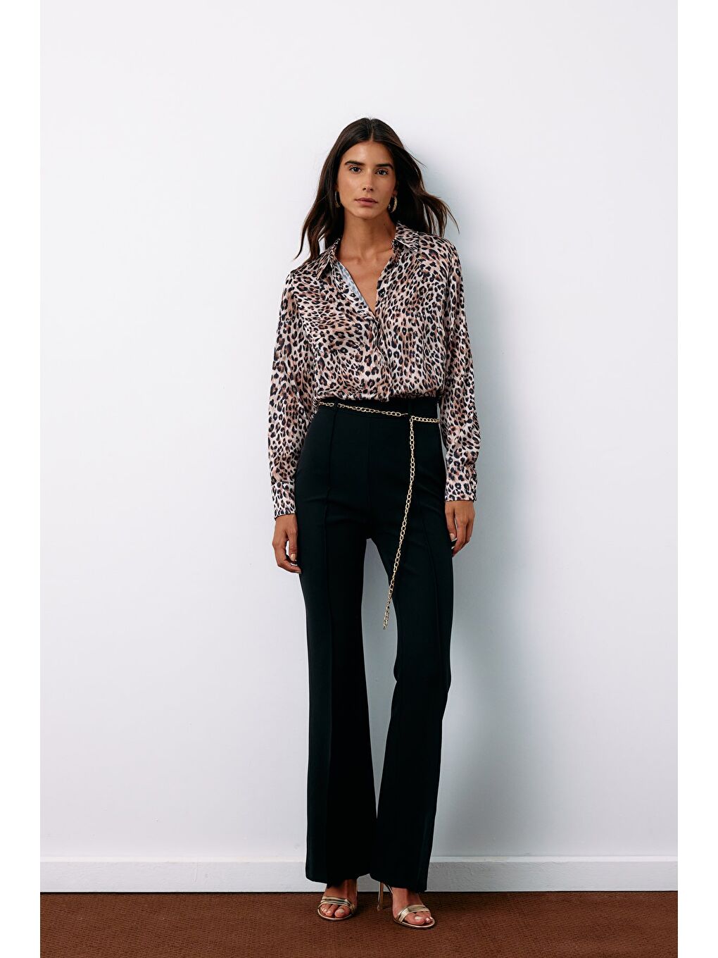 Zincir Kemerli Pantolon - Siyah-1