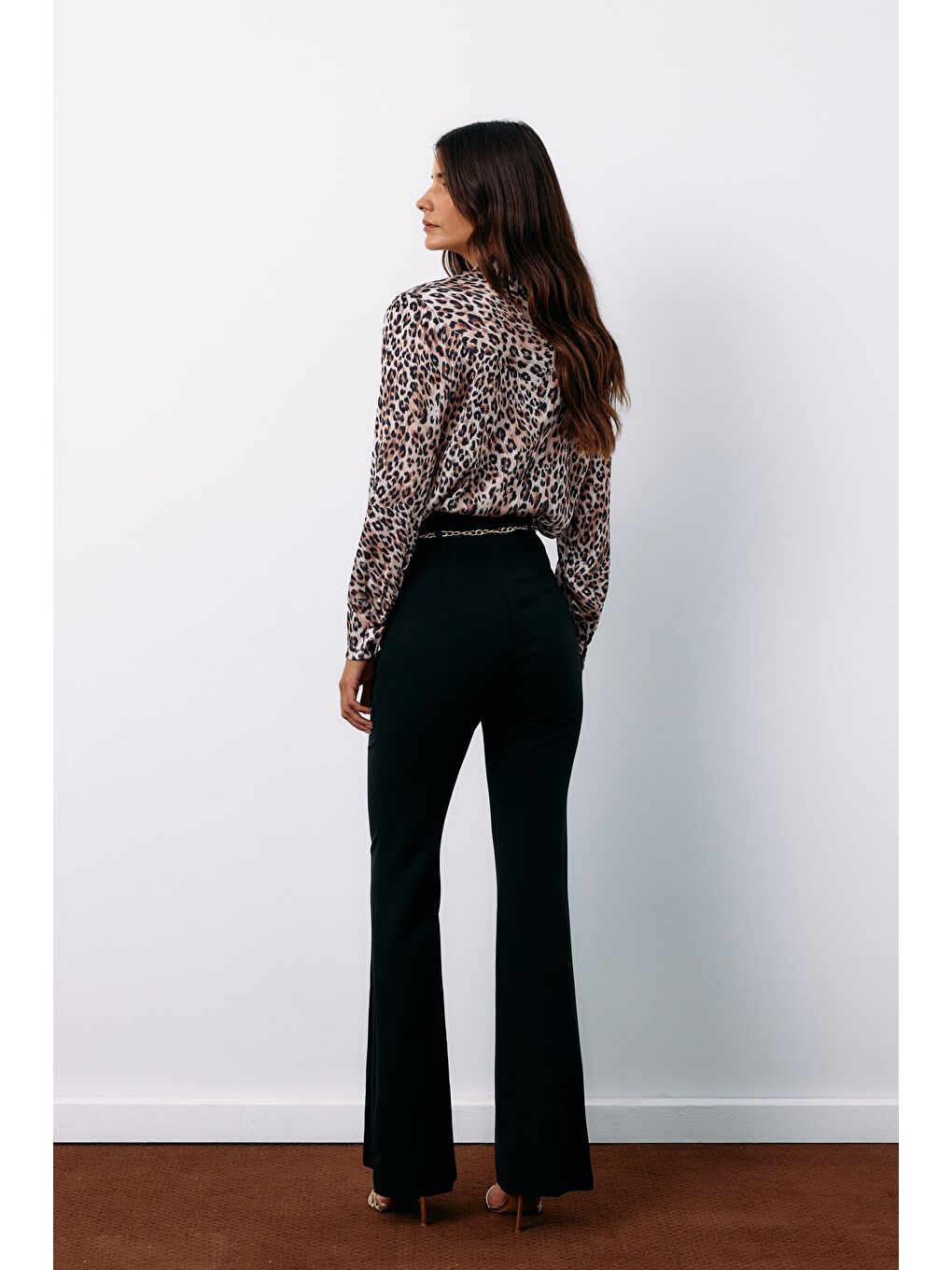 Zincir Kemerli Pantolon - Siyah-5