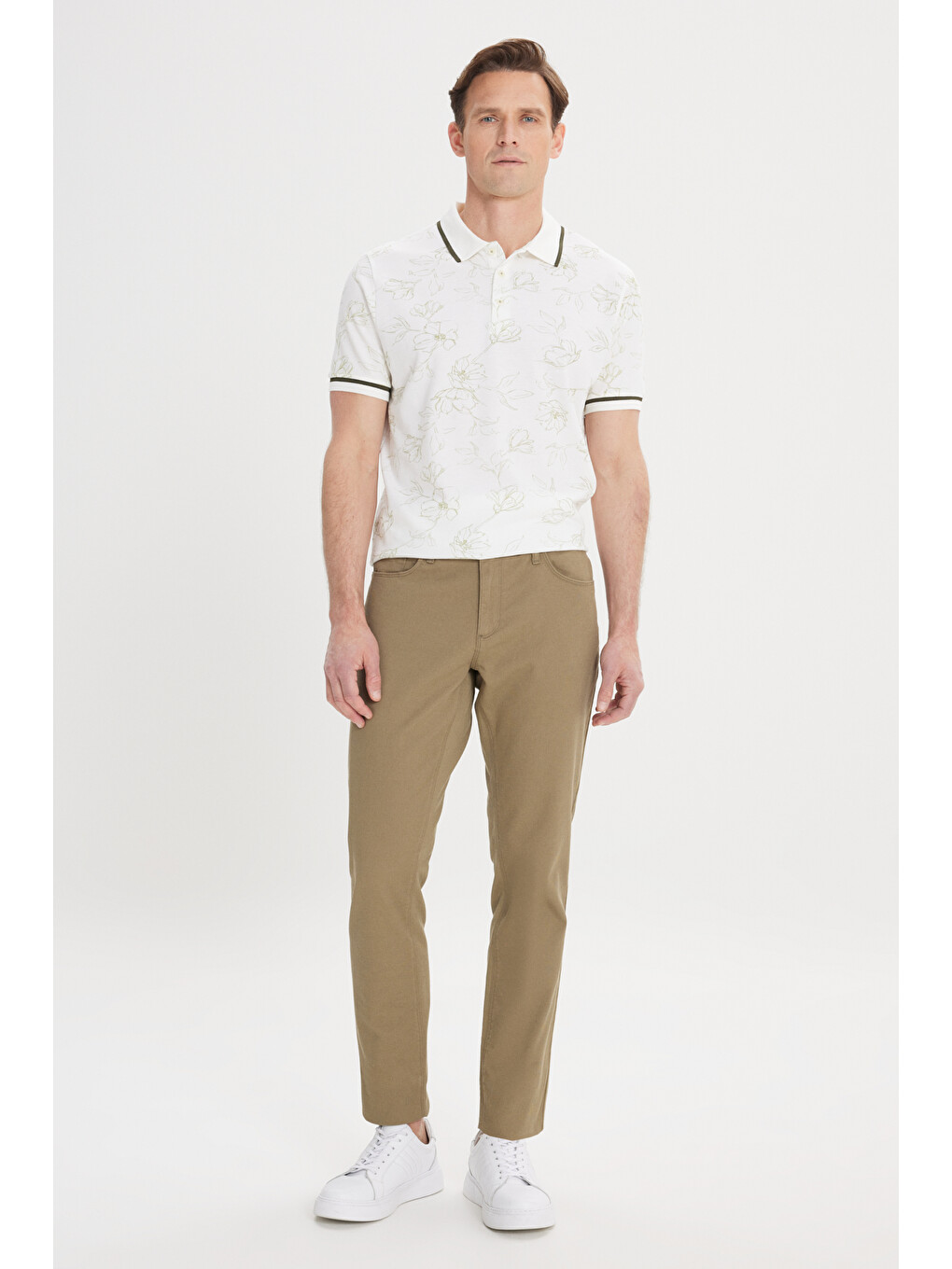 Erkek Yeşil Slim Fit Dar Kesim 5 Cep Armürlü Esnek Pantolon-2