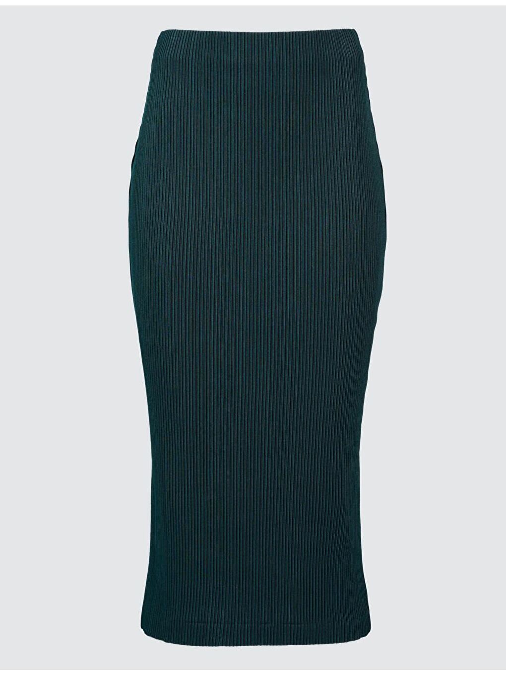 Koyu Yeşil Normal Bel Midi Etek-6