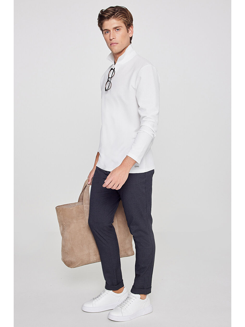 Erkek Antrasit Slim Fit Rahat Kesim Beli Bağlamalı Yan Cepli Jogger Pantolon