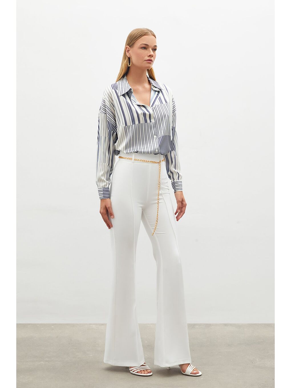 Zincir Kemerli Pantolon - Ekru