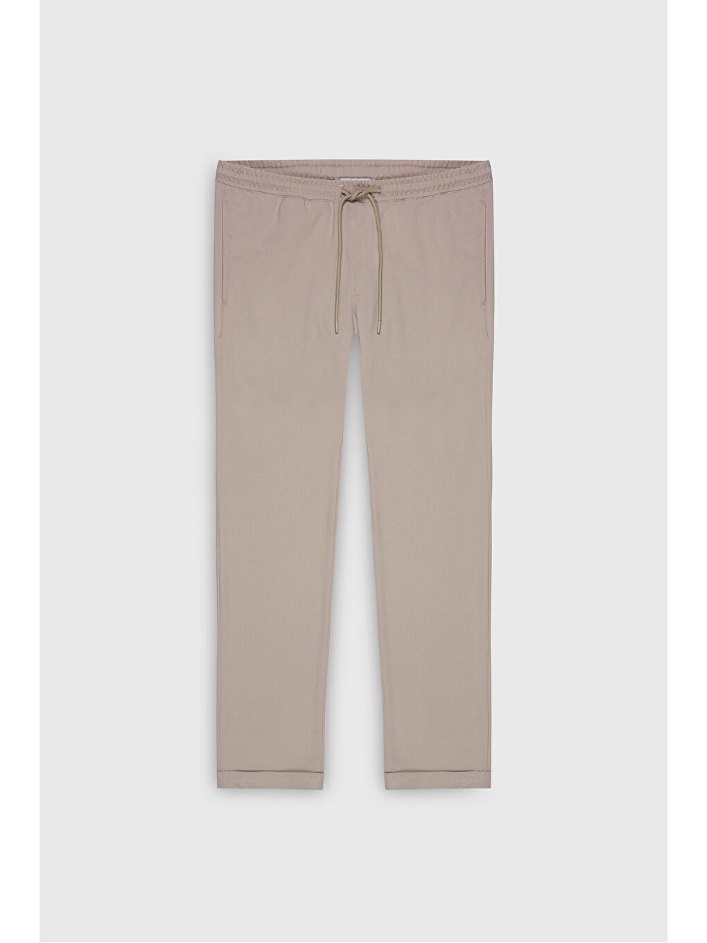 Erkek Bej Slim Fit Rahat Kesim Beli Bağlamalı Yan Cepli Jogger Pantolon-10