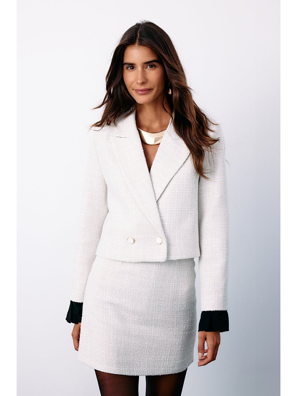 Bej Manşet Detaylı Tüvit Ceket - Taş-5