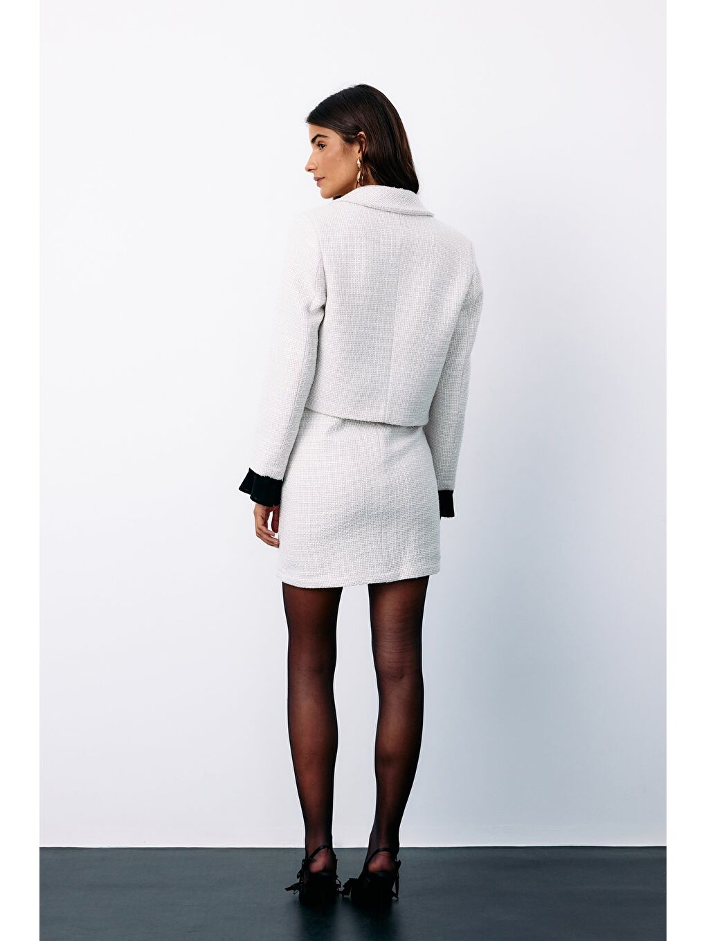 Bej Manşet Detaylı Tüvit Ceket - Taş-7