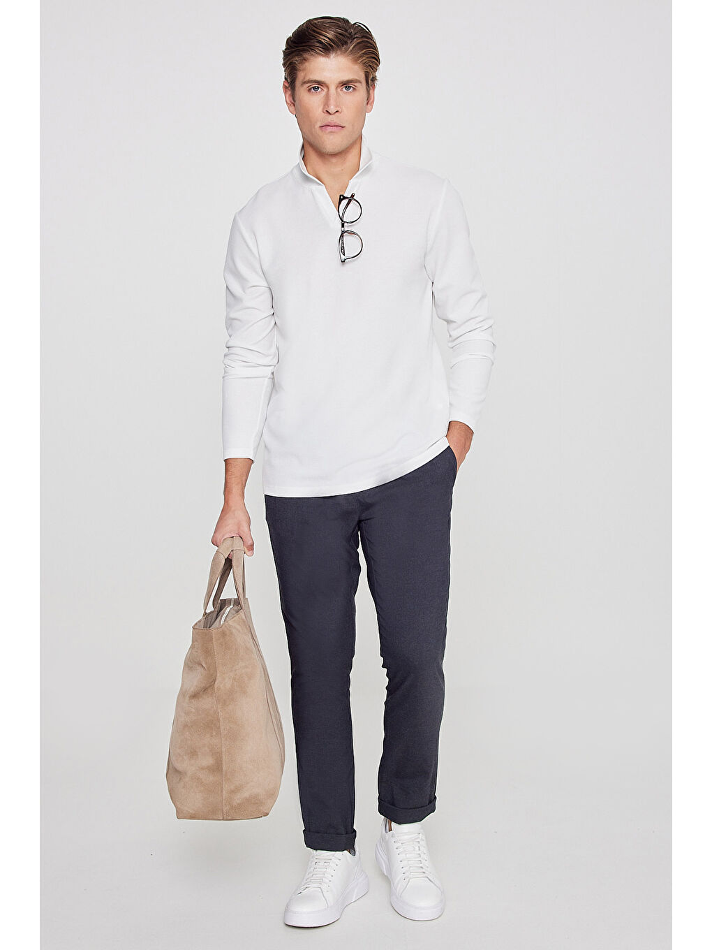 Erkek Antrasit Slim Fit Rahat Kesim Beli Bağlamalı Yan Cepli Jogger Pantolon-2