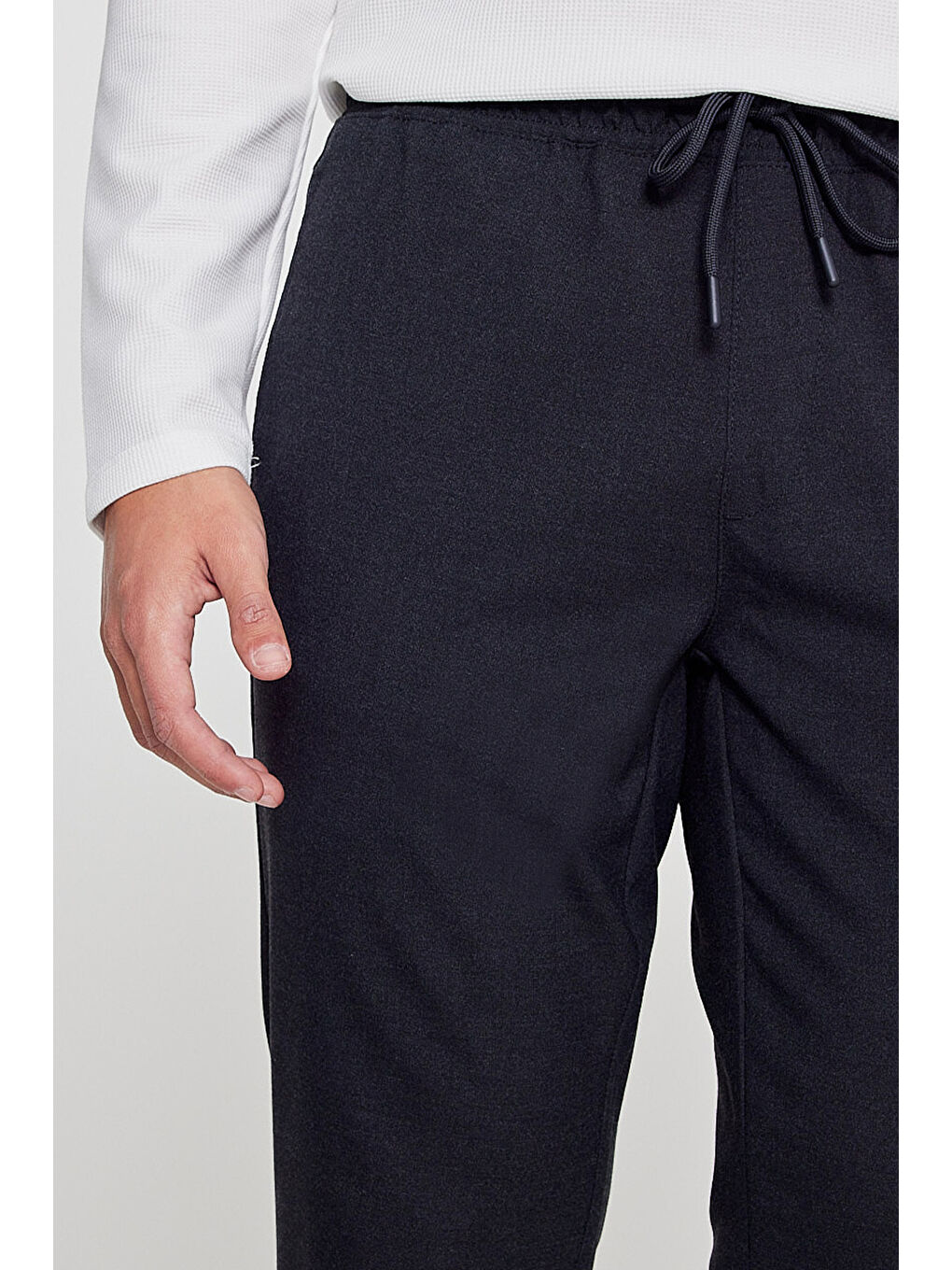 Erkek Antrasit Slim Fit Rahat Kesim Beli Bağlamalı Yan Cepli Jogger Pantolon-4