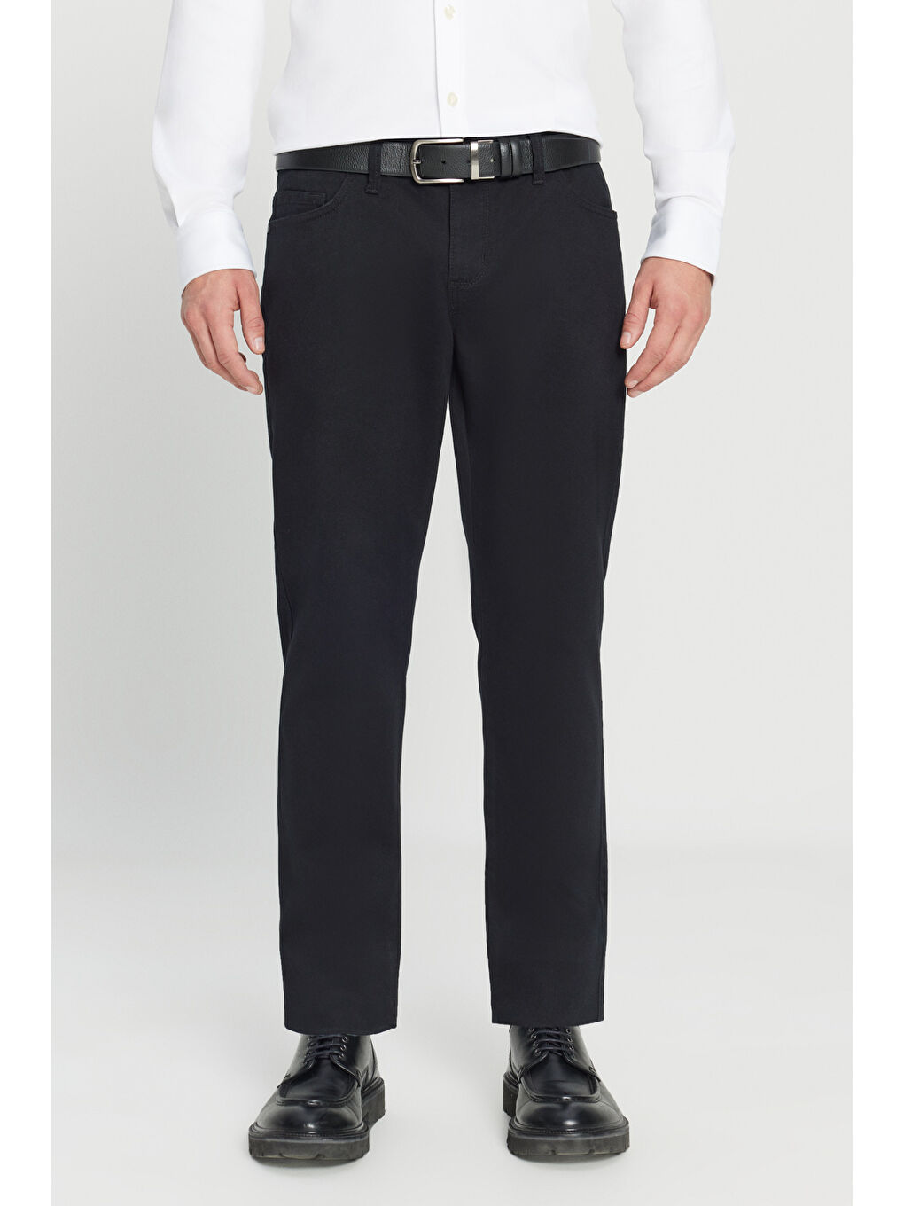 Erkek Siyah Slim Fit Dar Kesim 5 Cep Pamuklu Esnek Chino Pantolon-1