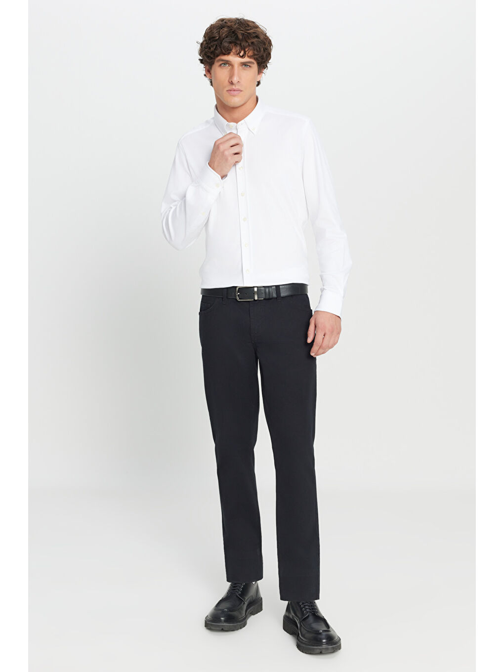 Erkek Siyah Slim Fit Dar Kesim 5 Cep Pamuklu Esnek Chino Pantolon-2