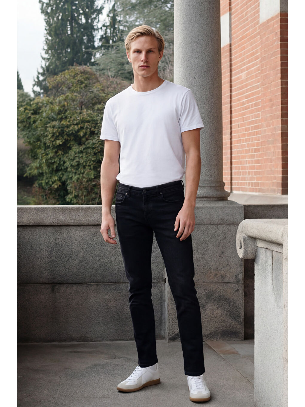 Erkek Siyah Slim Fit Dar Kesim 5 Cep Pamuklu Esnek Chino Pantolon-3