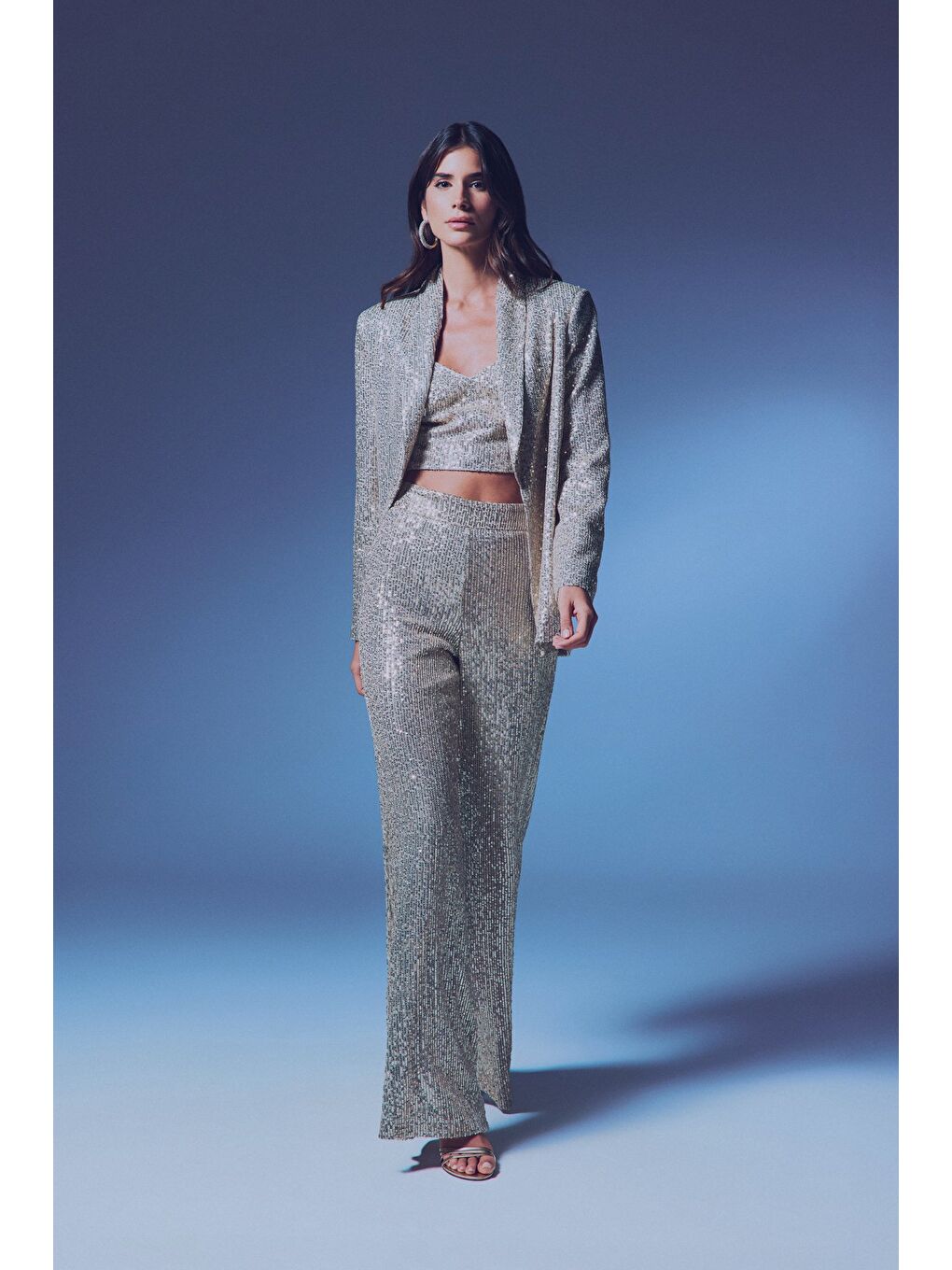 Payetli Salaş Ceket - Bej-4