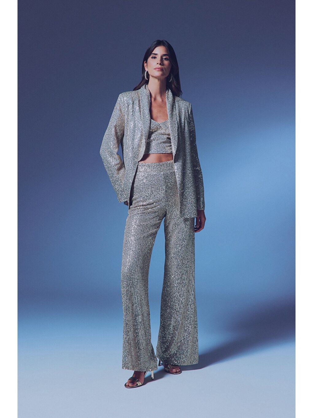 Payetli Salaş Ceket - Bej-5