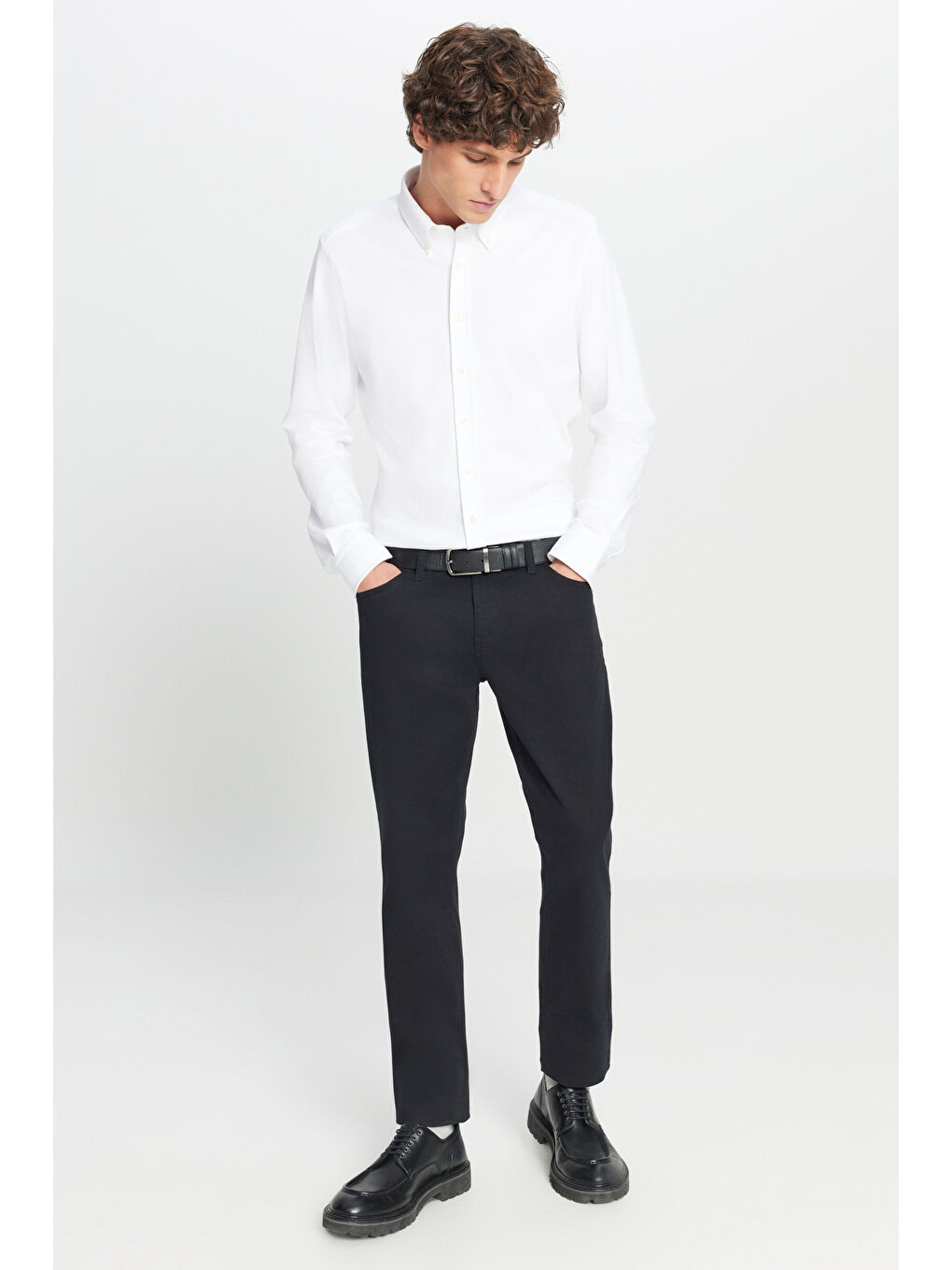 Erkek Siyah Slim Fit Dar Kesim 5 Cep Pamuklu Esnek Chino Pantolon-6