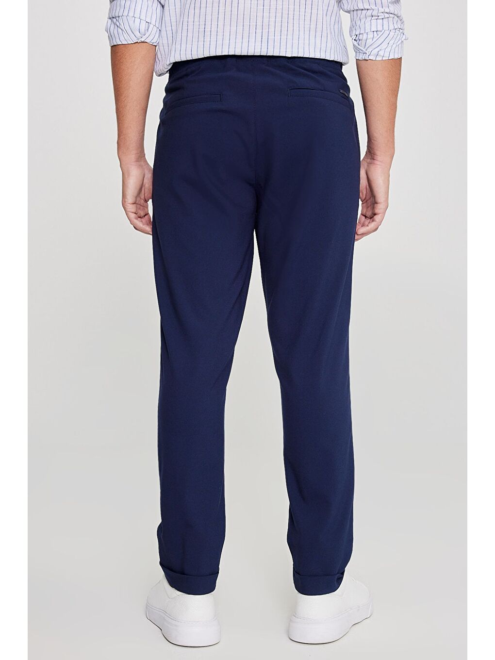Erkek Lacivert Slim Fit Rahat Kesim Beli Bağlamalı Yan Cepli Jogger Pantolon-6