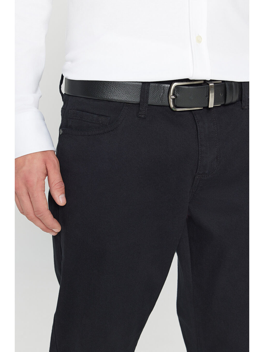 Erkek Siyah Slim Fit Dar Kesim 5 Cep Pamuklu Esnek Chino Pantolon-7