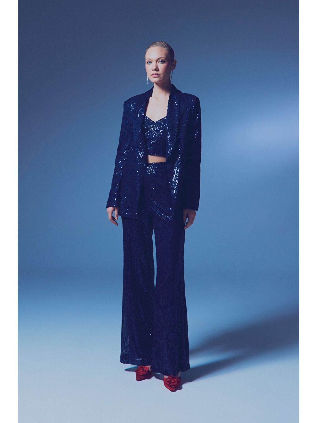 Payetli Salaş Ceket - Lacivert-1