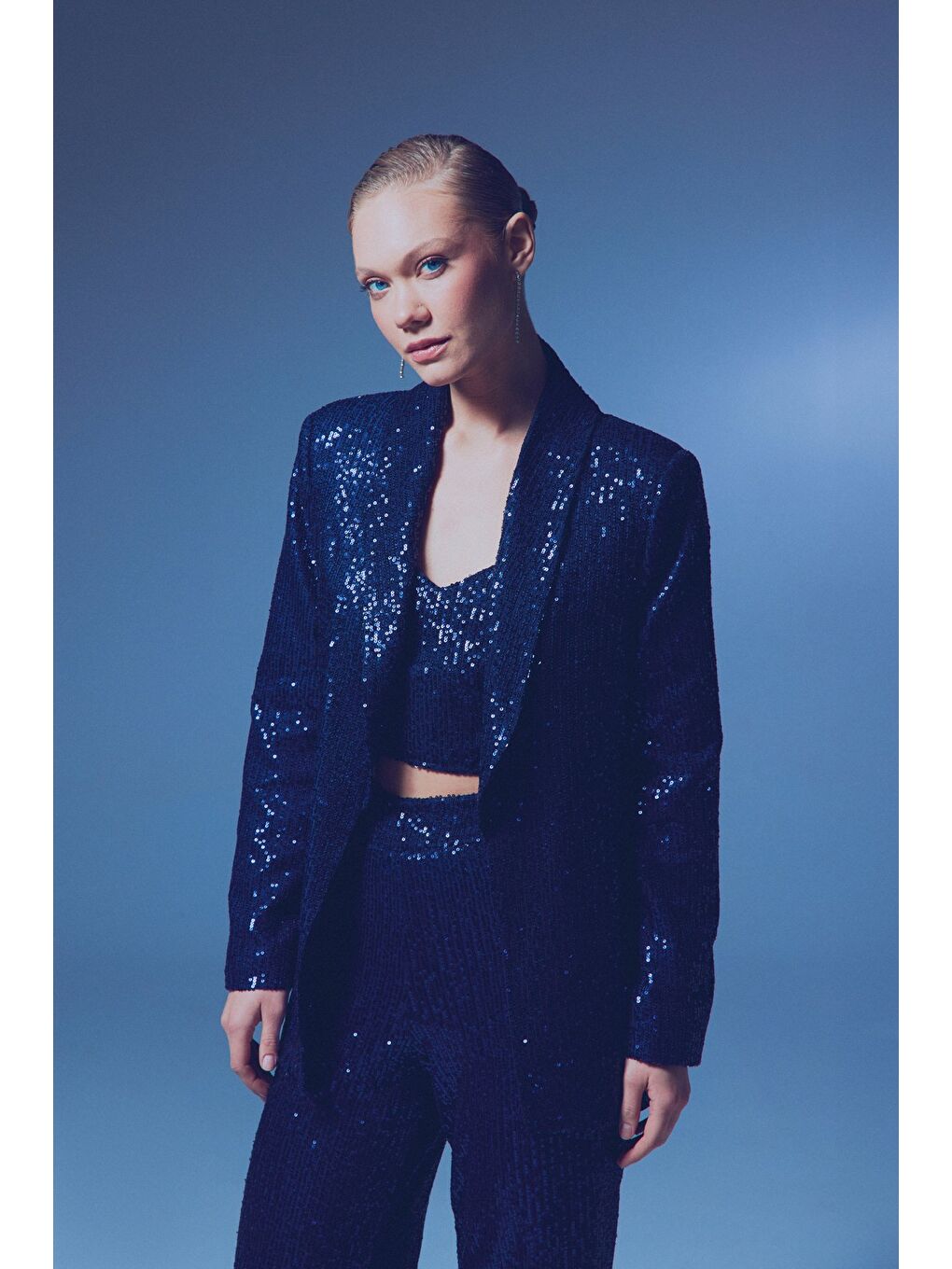 Payetli Salaş Ceket - Lacivert-2