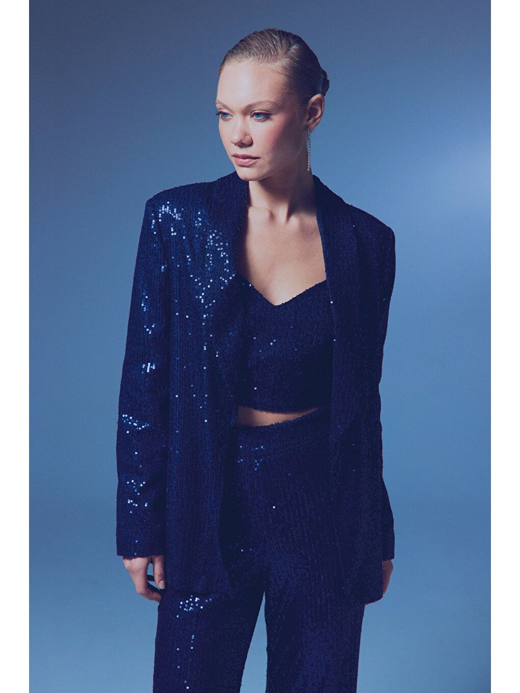 Payetli Salaş Ceket - Lacivert-3