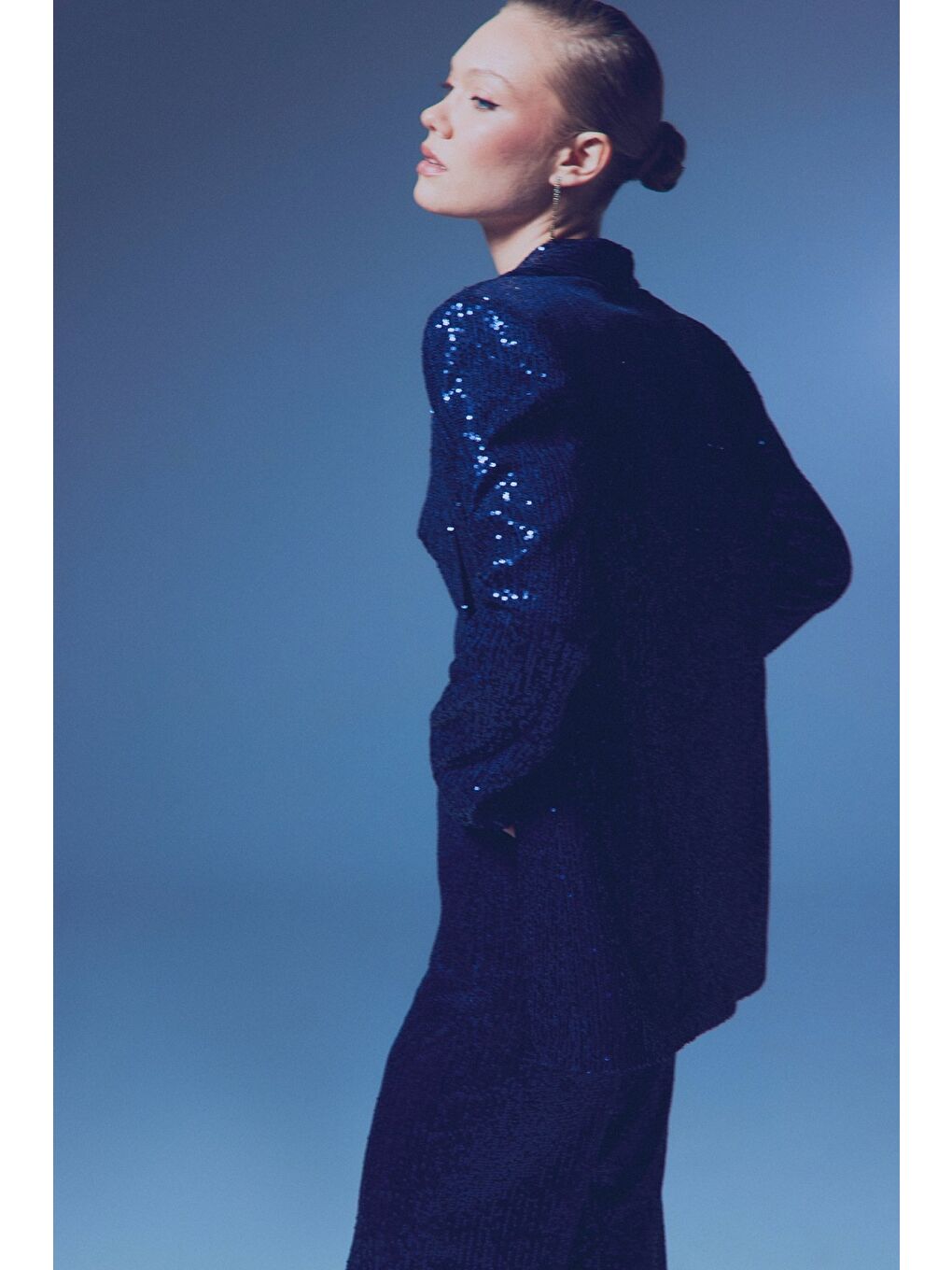 Payetli Salaş Ceket - Lacivert-4