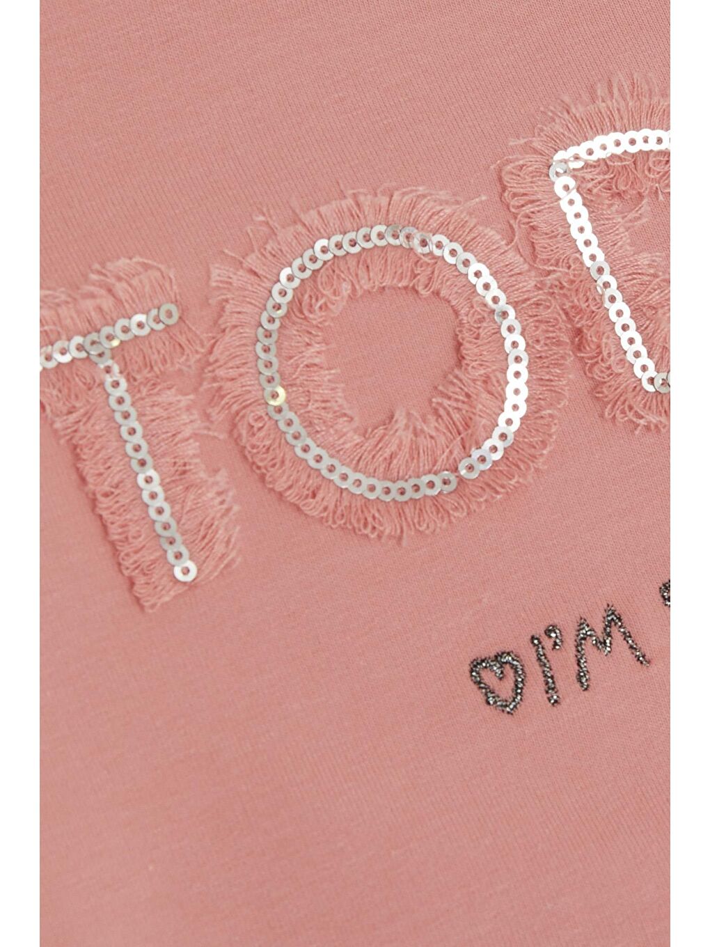 Pembe Kız Çocuk Sweatshirt Pullu Simli Yazı Baskılı Gülkurusu (3 Yaş)-3