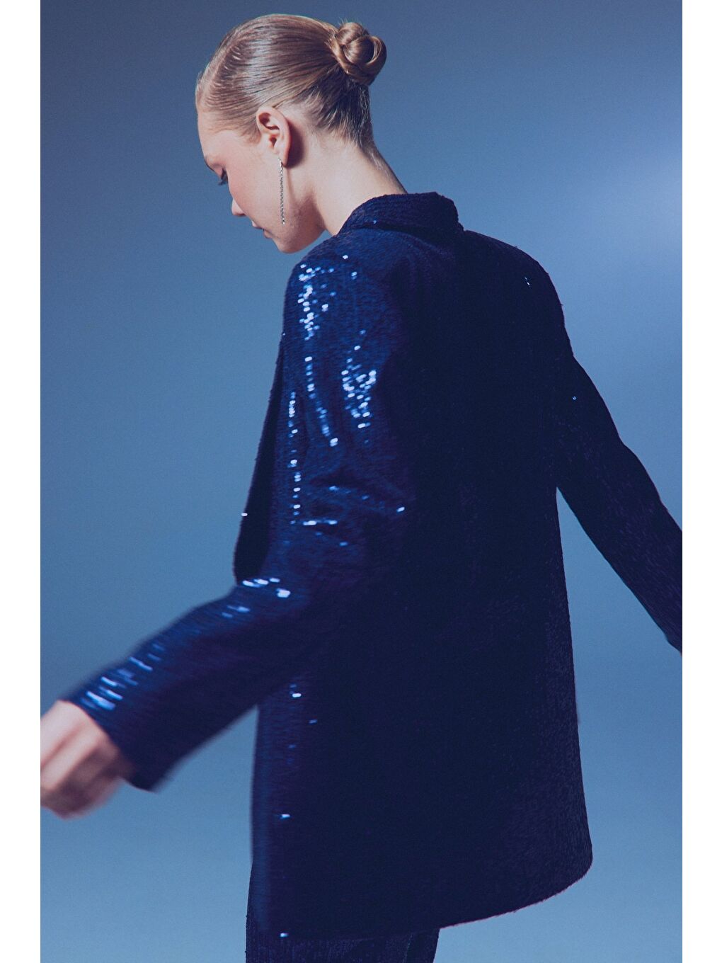 Payetli Salaş Ceket - Lacivert-5